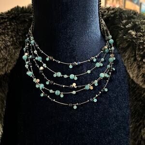 BEADED Necklace Layers Blue Turquoise Gorgeous colors